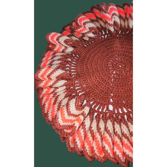 HUGE Vintage Handmade Crochet Doily Table Cover 21" Round Mod Kitsch - Picture 2 of 6